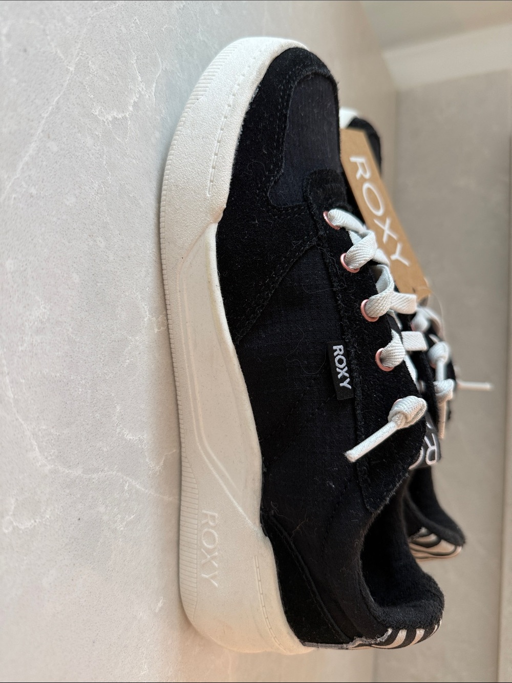 Roxy Black and White Platform Canvas Sneakers